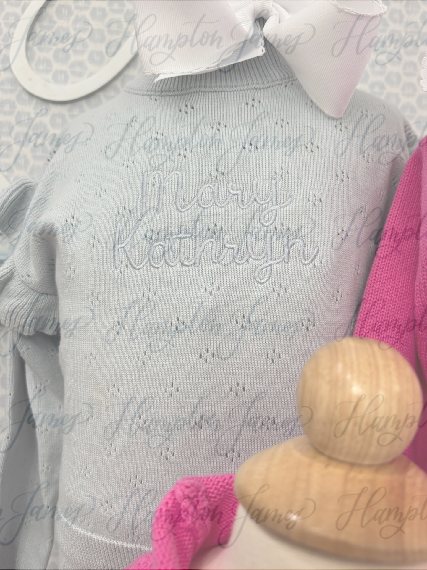 Pointelle knit set- pale blue