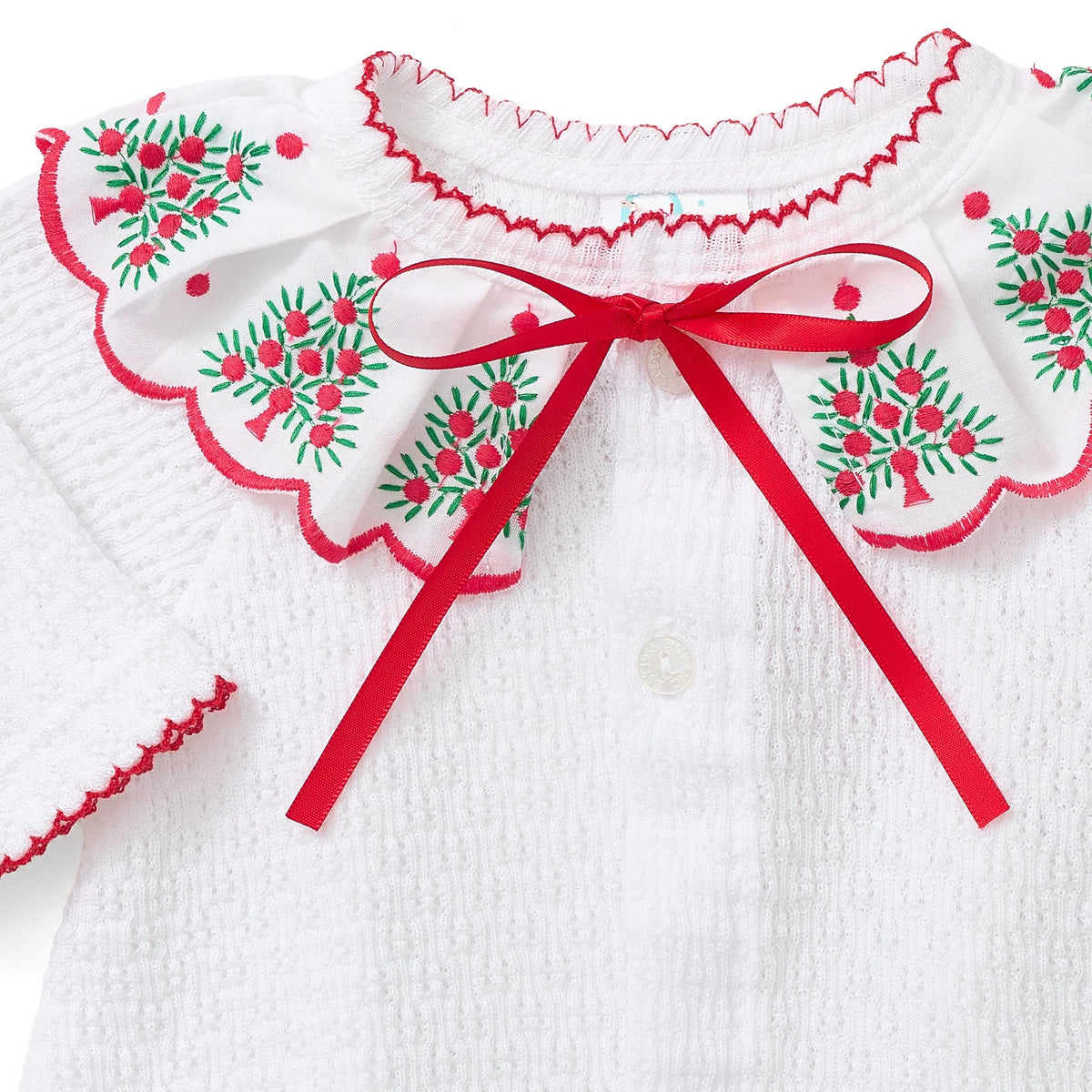 PatyKnit™ Christmas Cardigan Sweater with Embroidered Swiss Collar