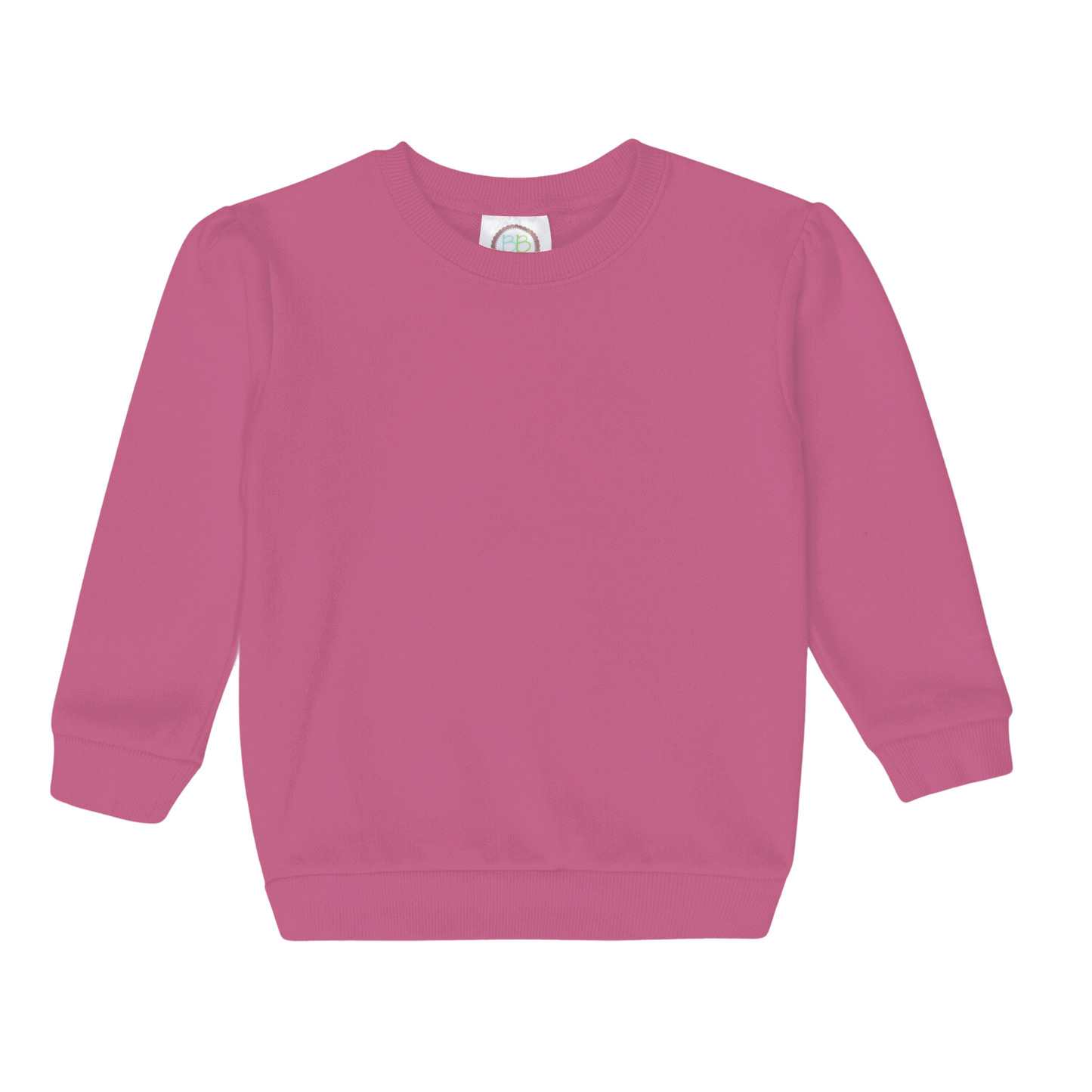 Girl puff sleeve sweatshirt- Hot pink