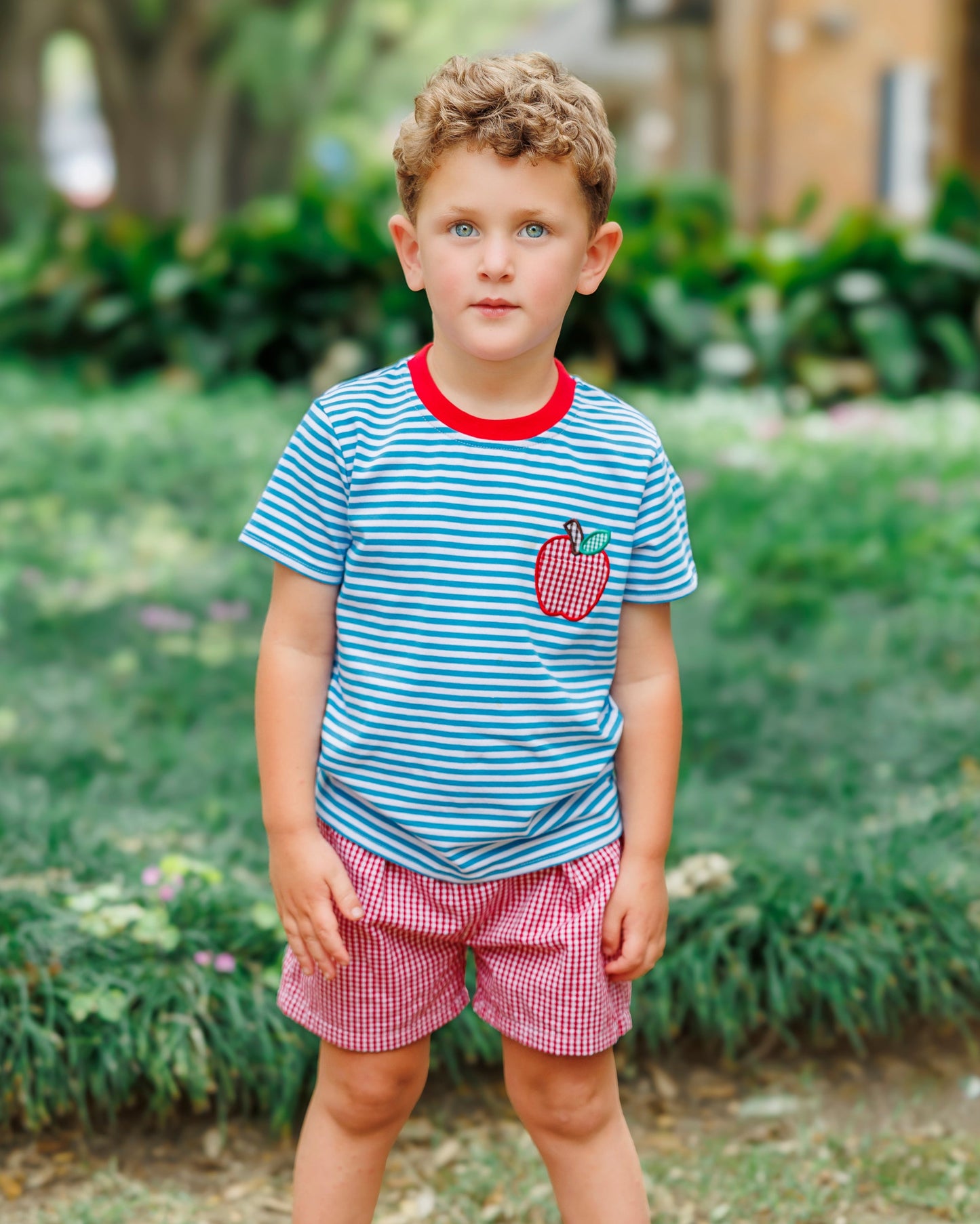 Apple pocket Applique short set