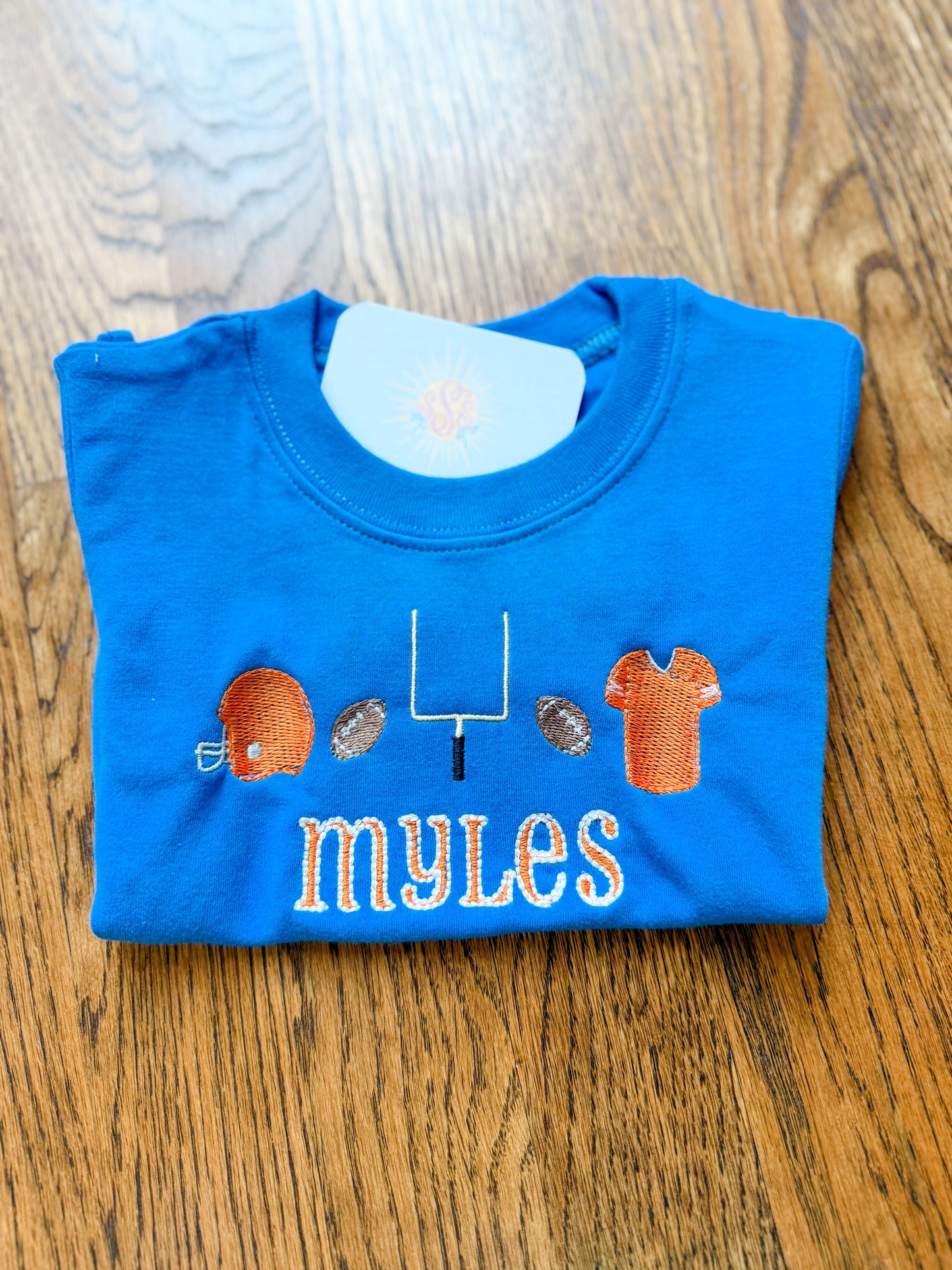 Helmet, football, & jersey game day