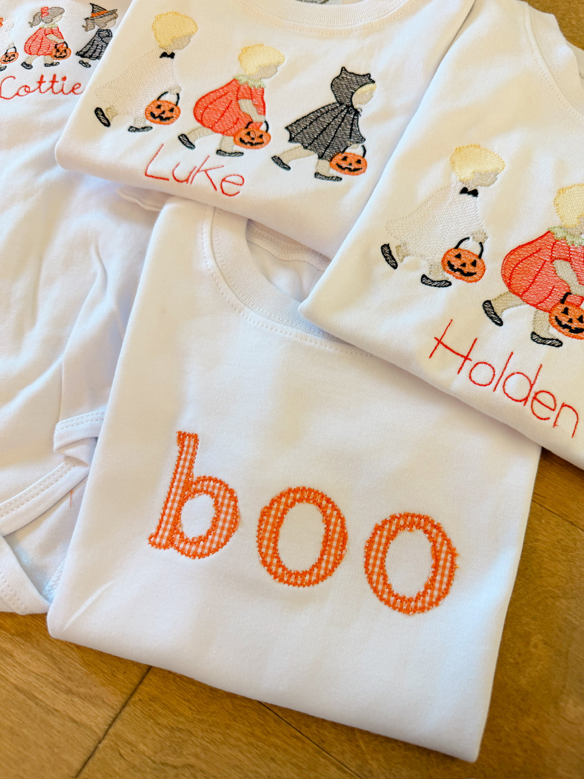 Gingham Boo appliqué