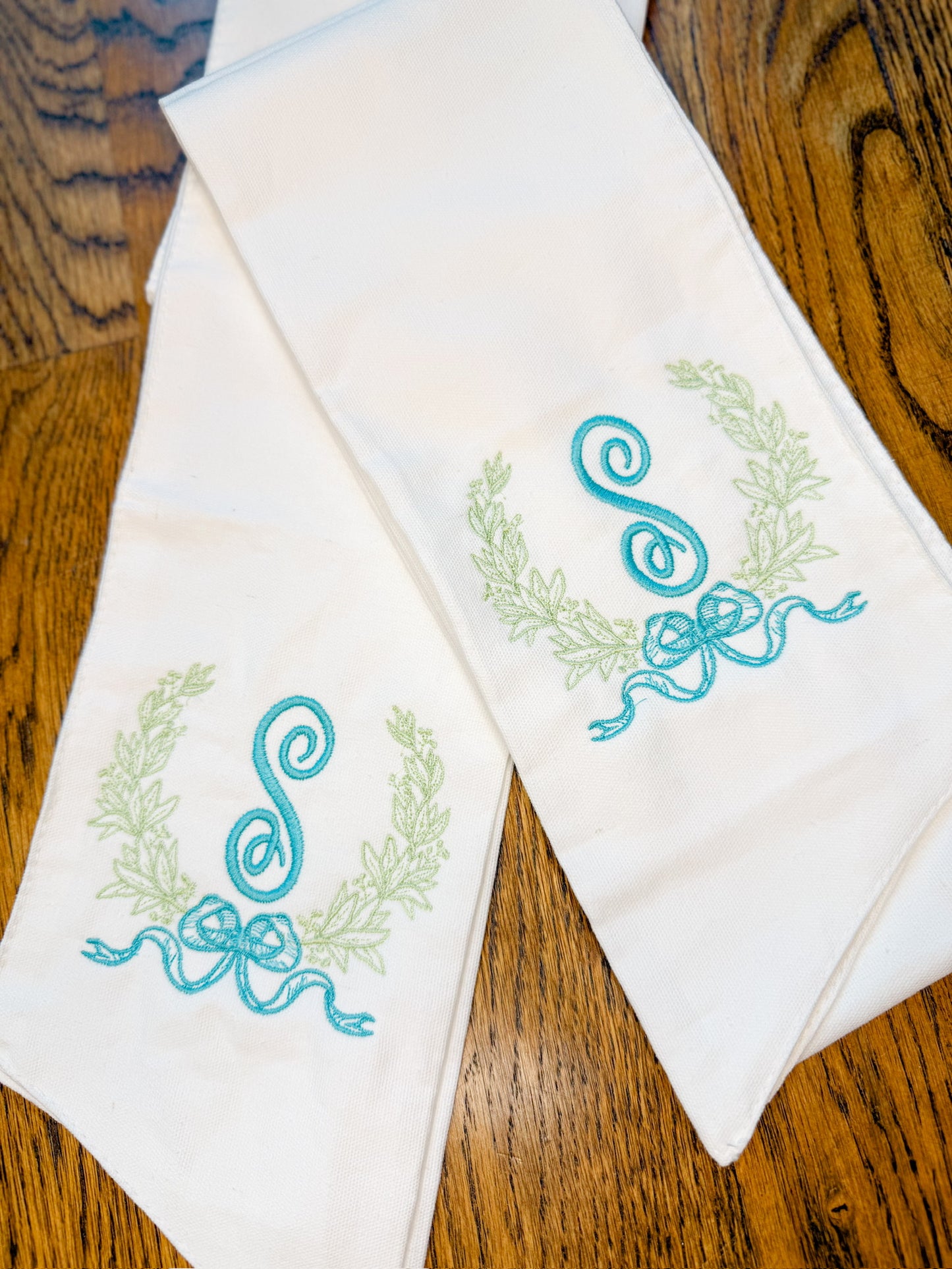 Floral Wreath Monogram Wreath Sash