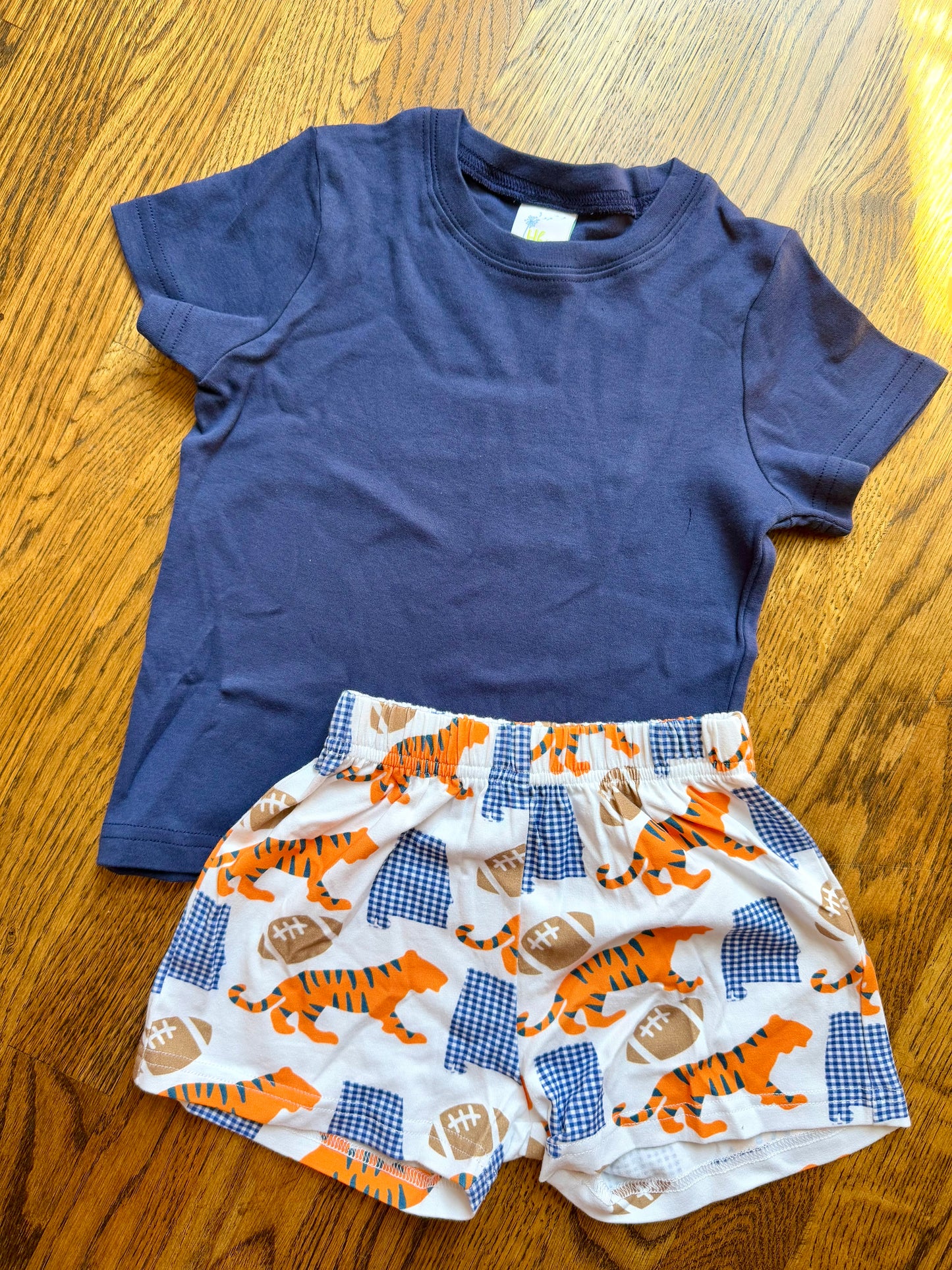 Navy & Orange tiger short set