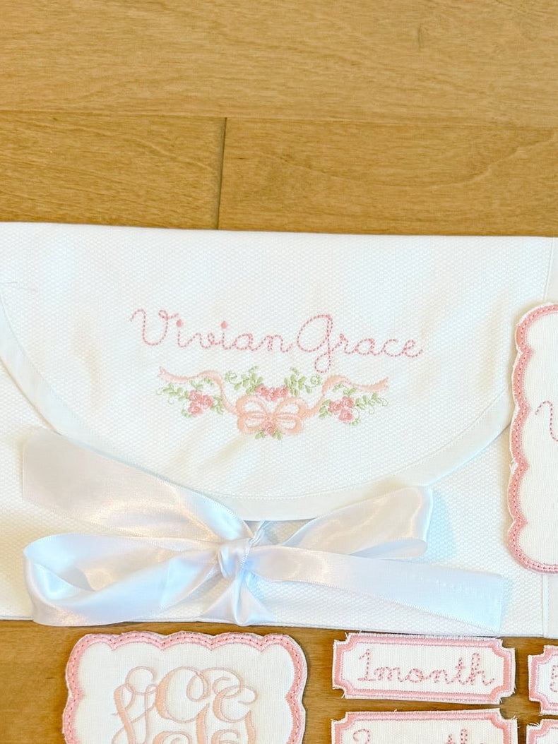 Cotton pique/white envelope bag (medium)
