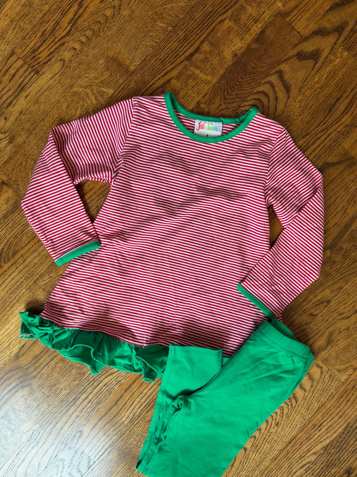 Ava pants set- red stripe & green