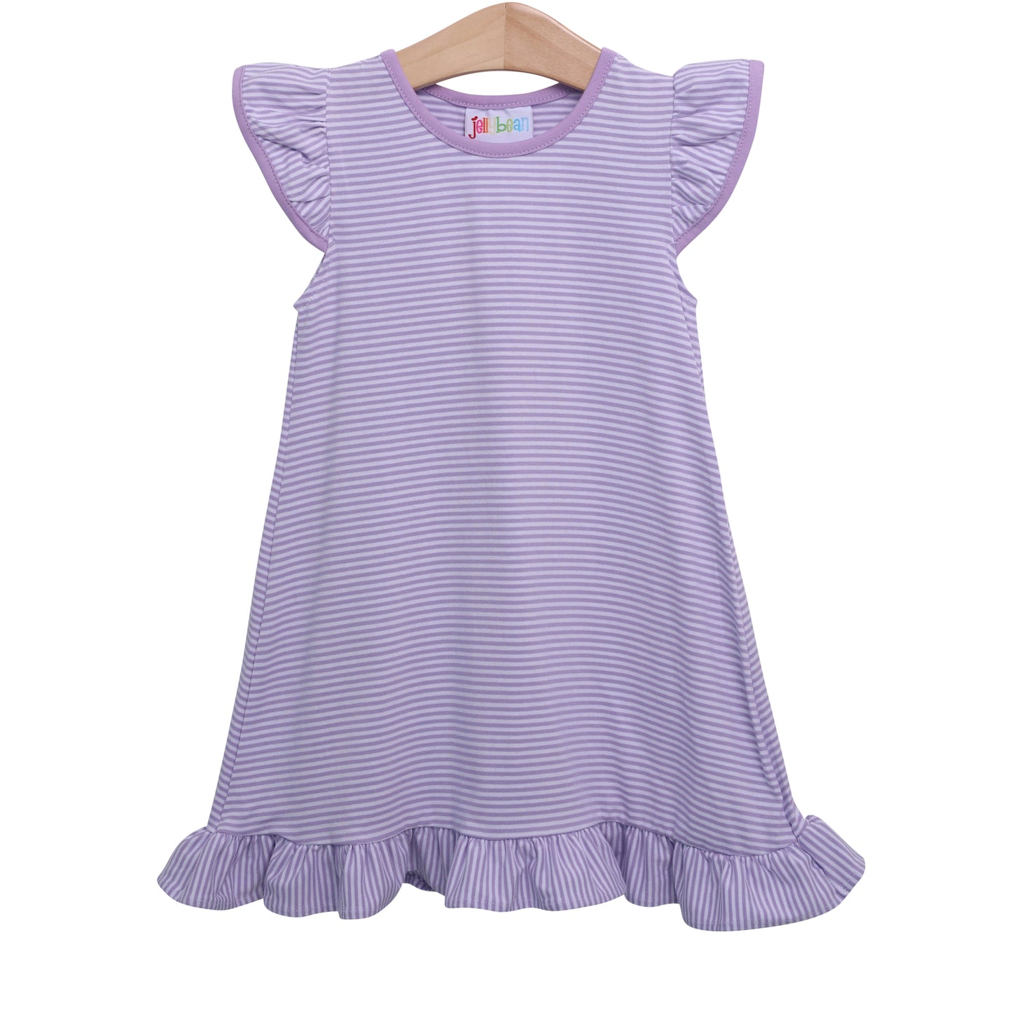 Flutter sleeve dress- lavender stripe