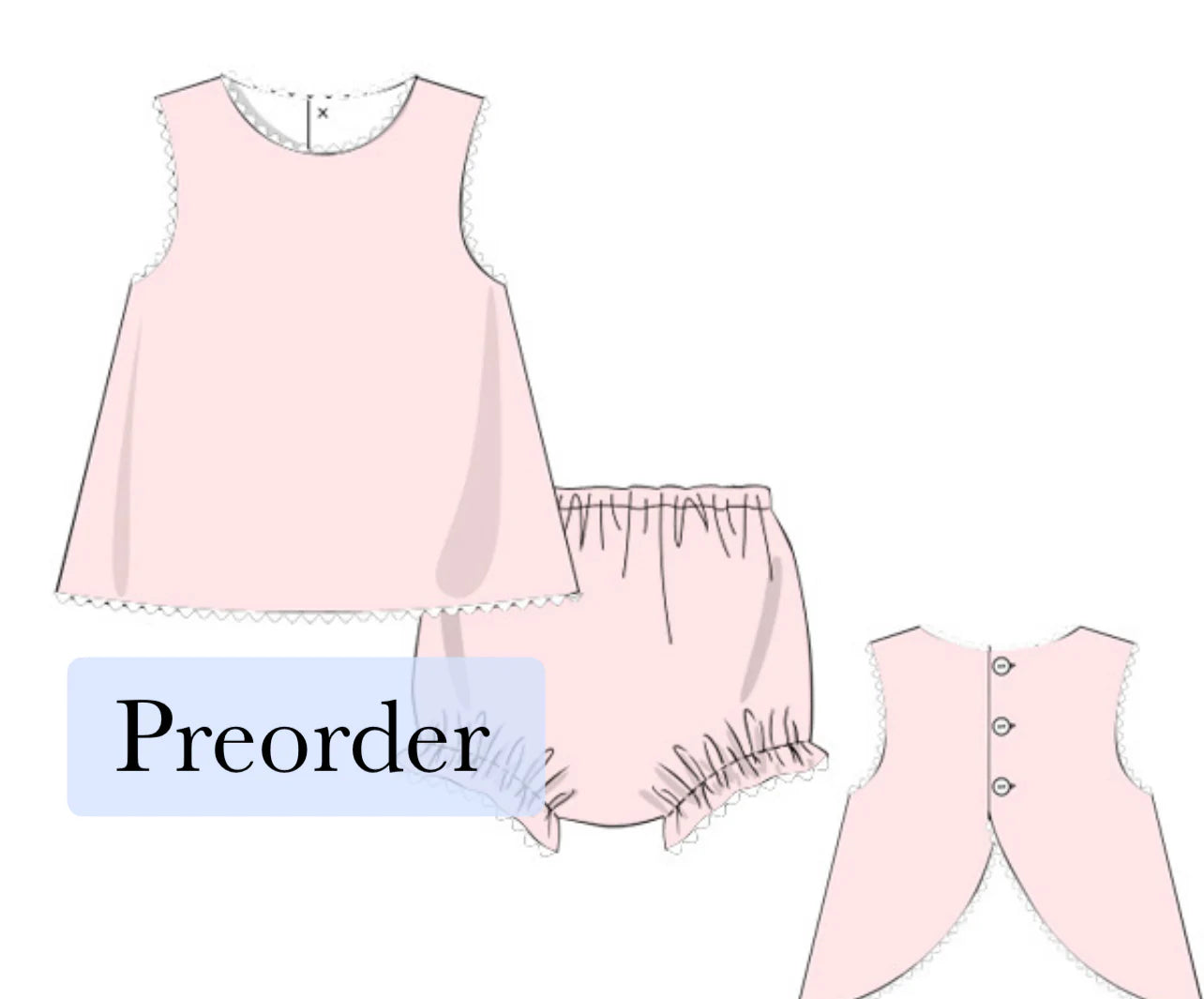 Pink with white ric rac diaper set