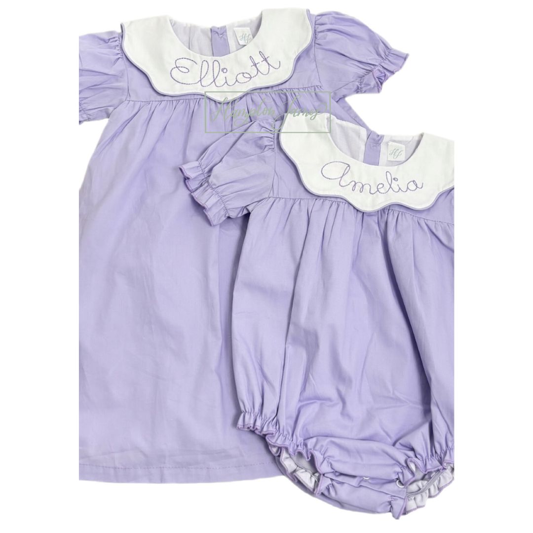 HJ scalloped purple ruffle bubble