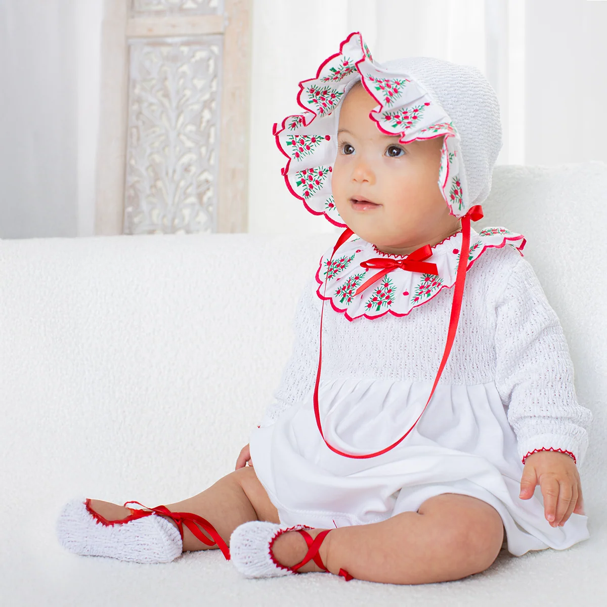 PatyKnit™ Christmas Dress with Swiss Tree Trim Embroidery