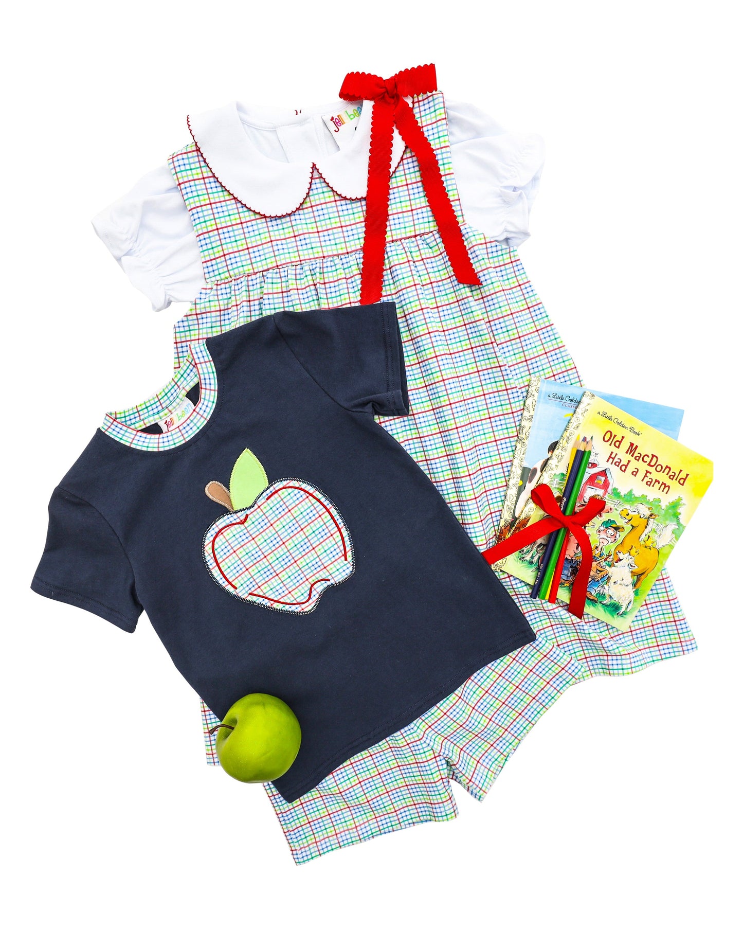 Primary plaid jumper set