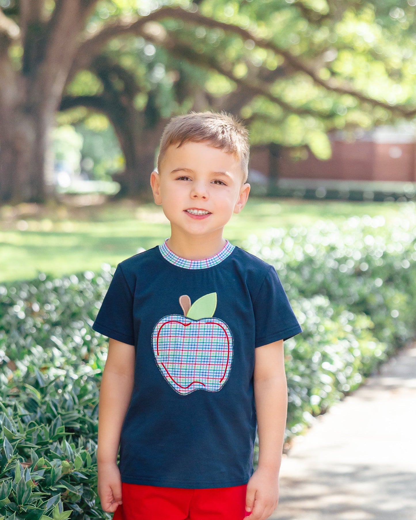 Primary plaid apple shirt