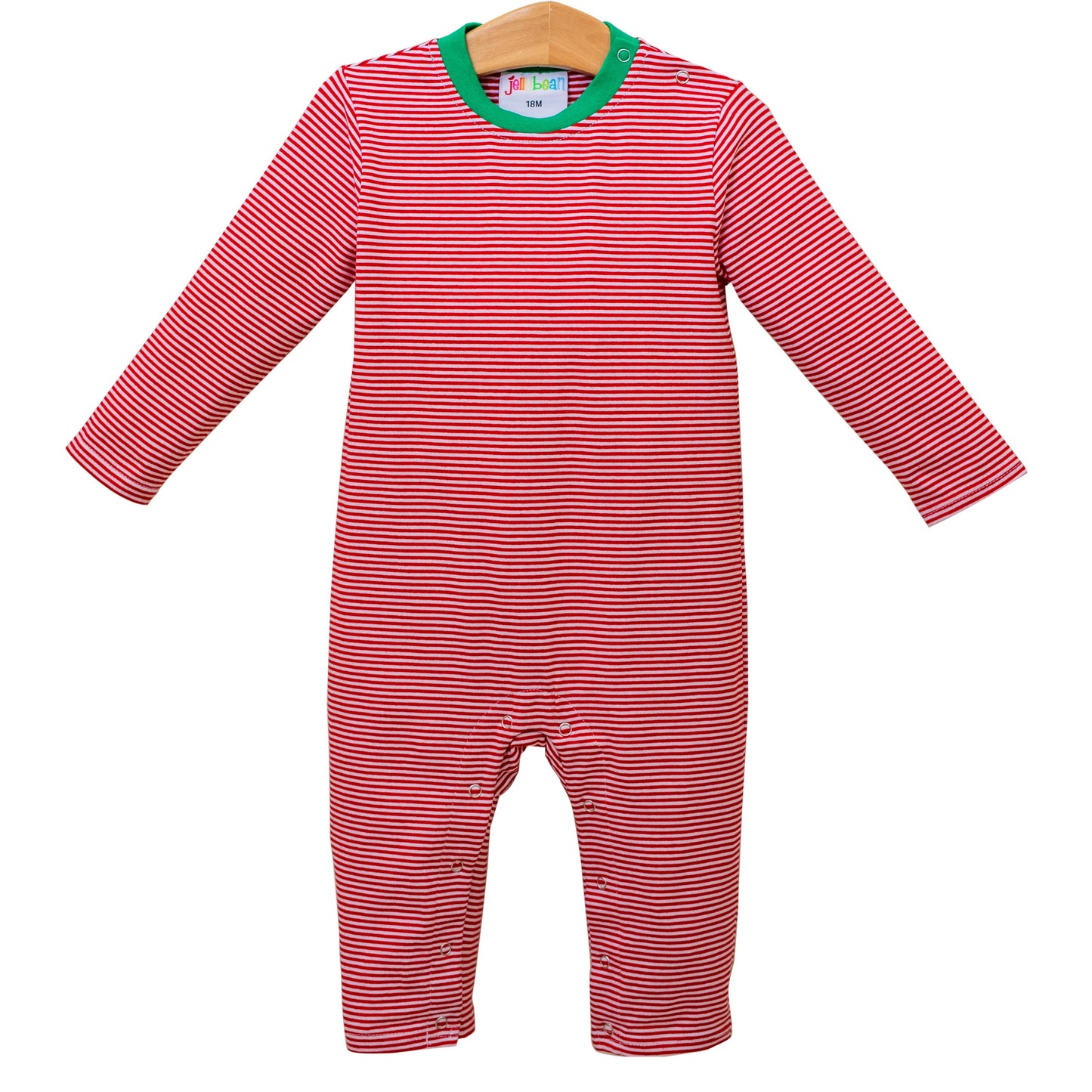 thomas romper-red stripe and green