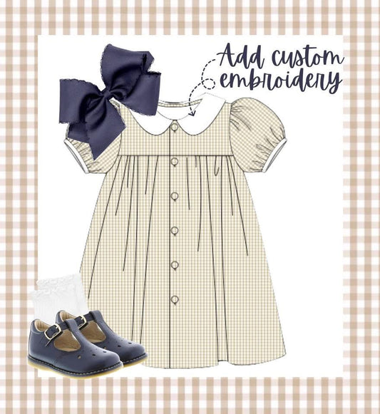 Girls tan gingham dress