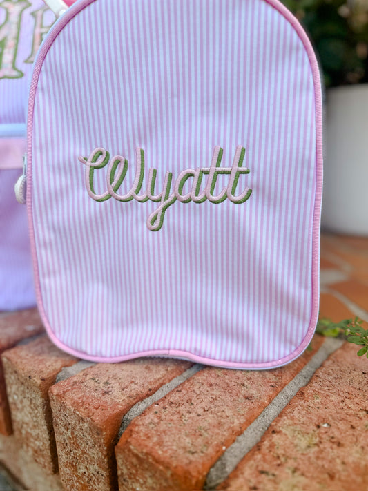 Pink preppy stripe lunch box