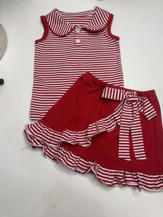 PREORDER game day skort sets-deep red and white