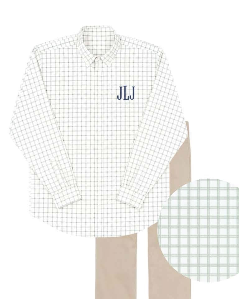 Boys long sleeve sage windowpane shirt
