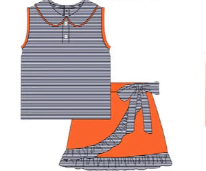 PREORDER game day skort sets-navy and orange