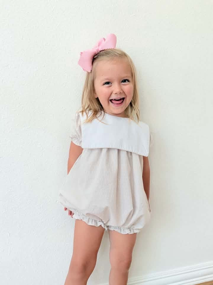 Girls tan gingham bubble