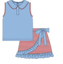 PREORDER game day skort sets-light blue and red
