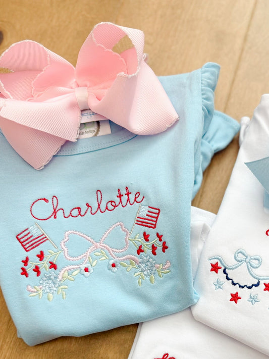 Flags, bows, and florals