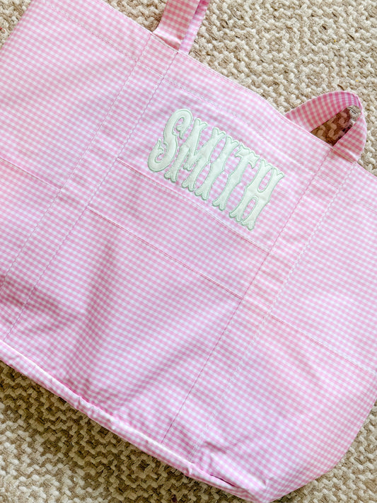 Pink gingham Big mama tote