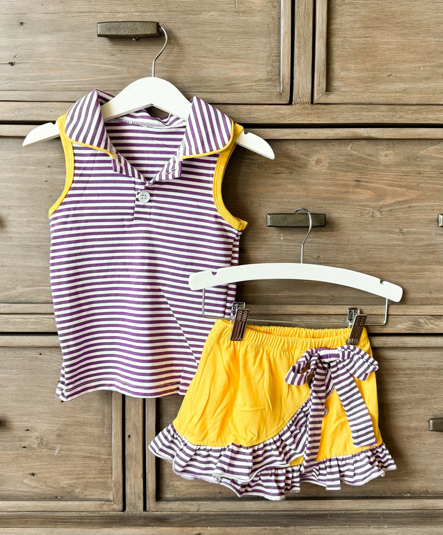 PREORDER game day skort sets-purple and gold