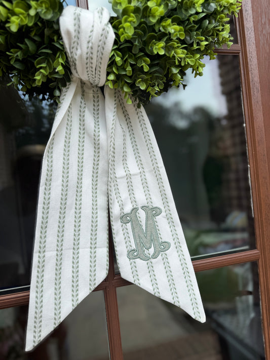 Wreath Sash-linen w/ green floral