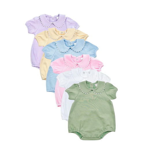 bubble-scalloped collared short sleeve