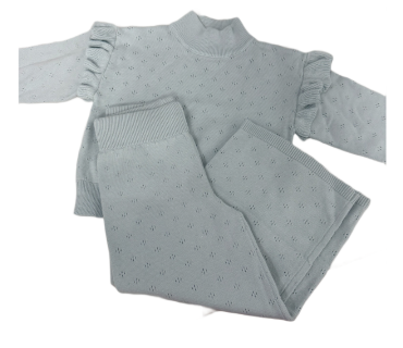Pointelle knit set- pale blue