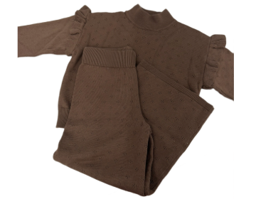 Pointelle knit set- chocolate