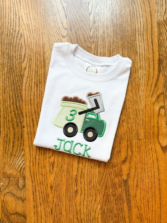 Trash truck birthday applique