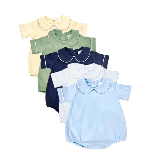 bubble-piping collared short sleeve