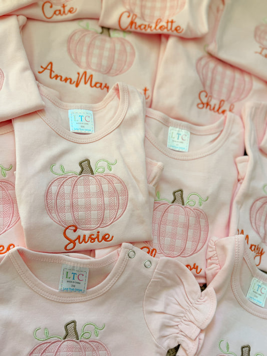 Gingham pumpkin girl
