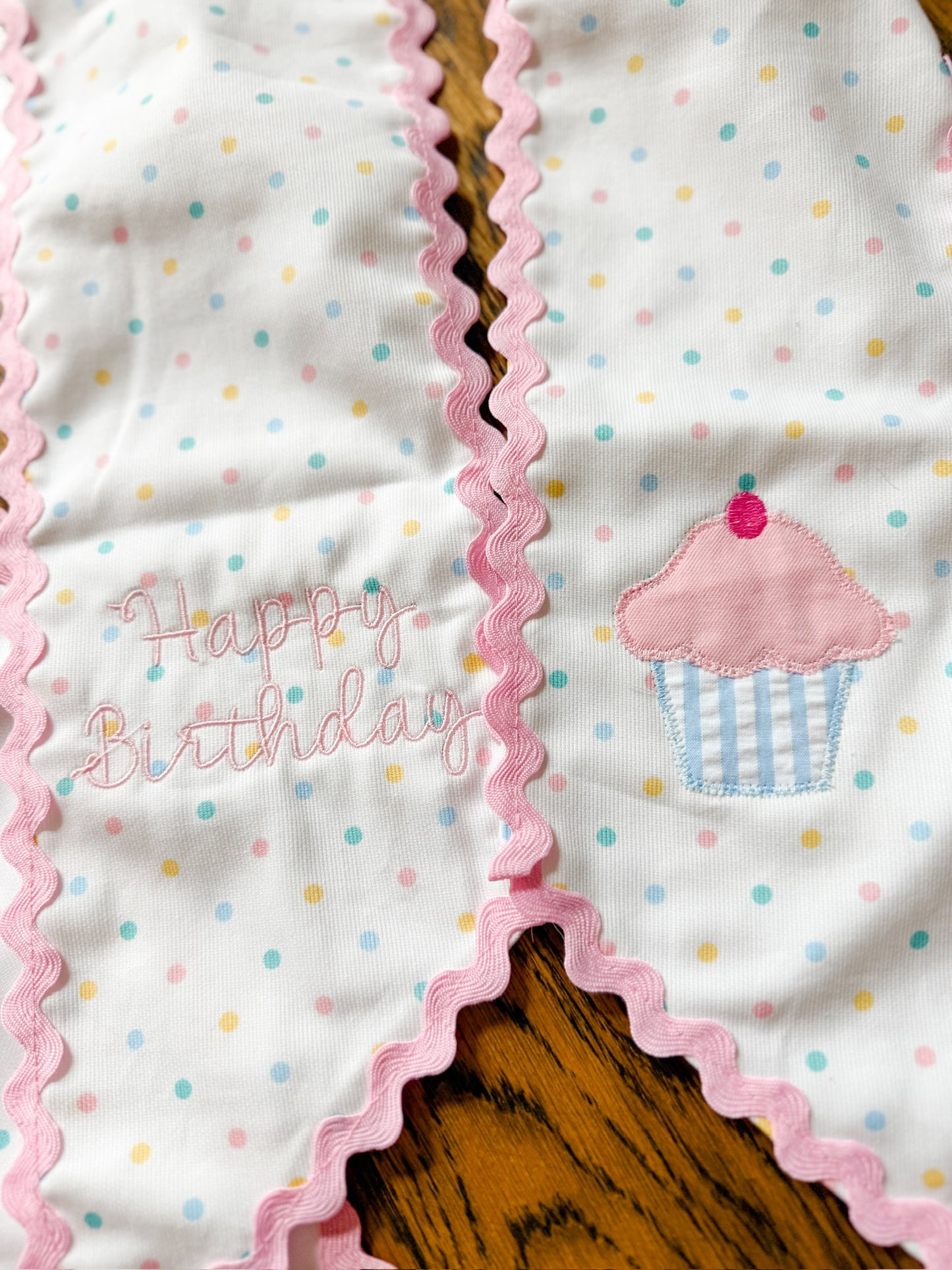 Wreath Sash-multi dot with ric rac