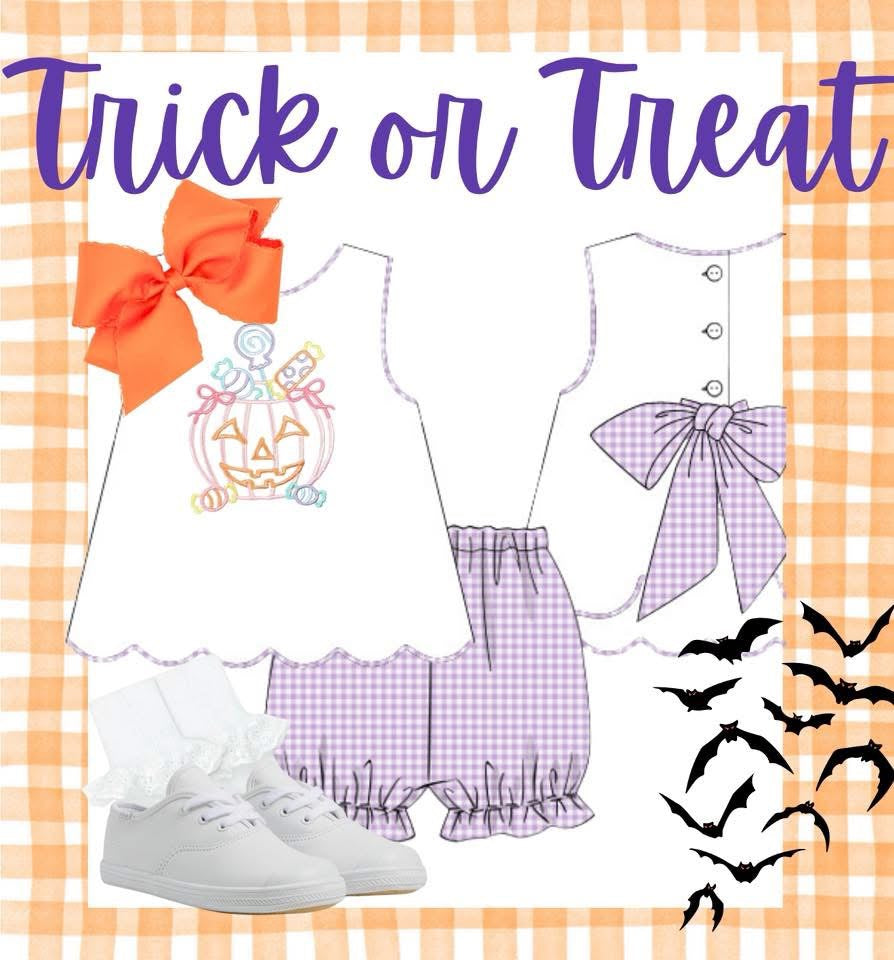 Lavender gingham bow back set
