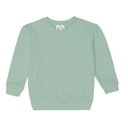 Girl puff sleeve sweatshirt- Pastel green