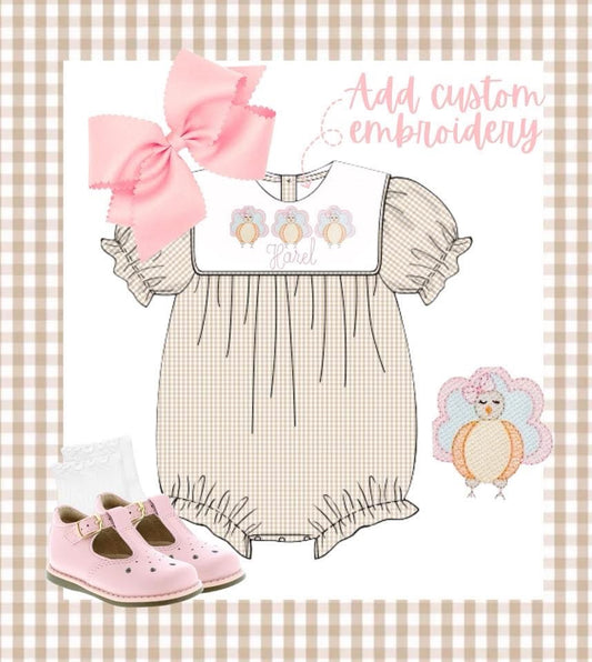 Girls tan gingham bubble