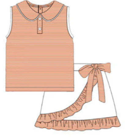 PREORDER game day skort sets-orange and white