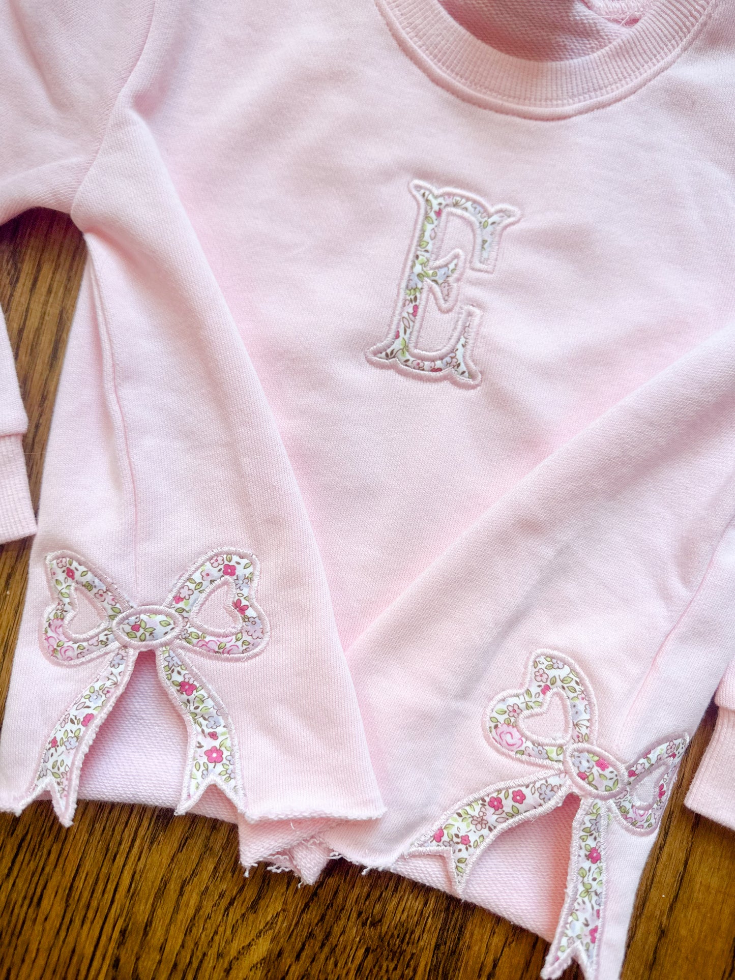 Side bow sweatshirt + monogram