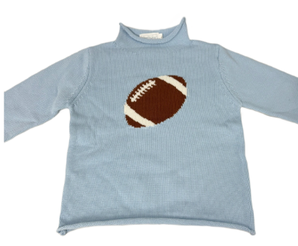 HJ knit football rollneck sweater- light blue