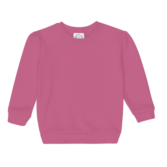 Girl puff sleeve sweatshirt- Hot pink
