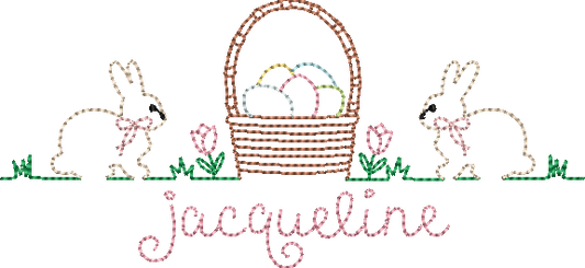 easter basket vintage stitch line