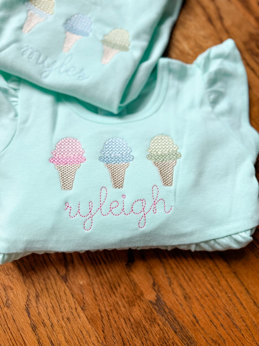 french knot ice cream trio girl