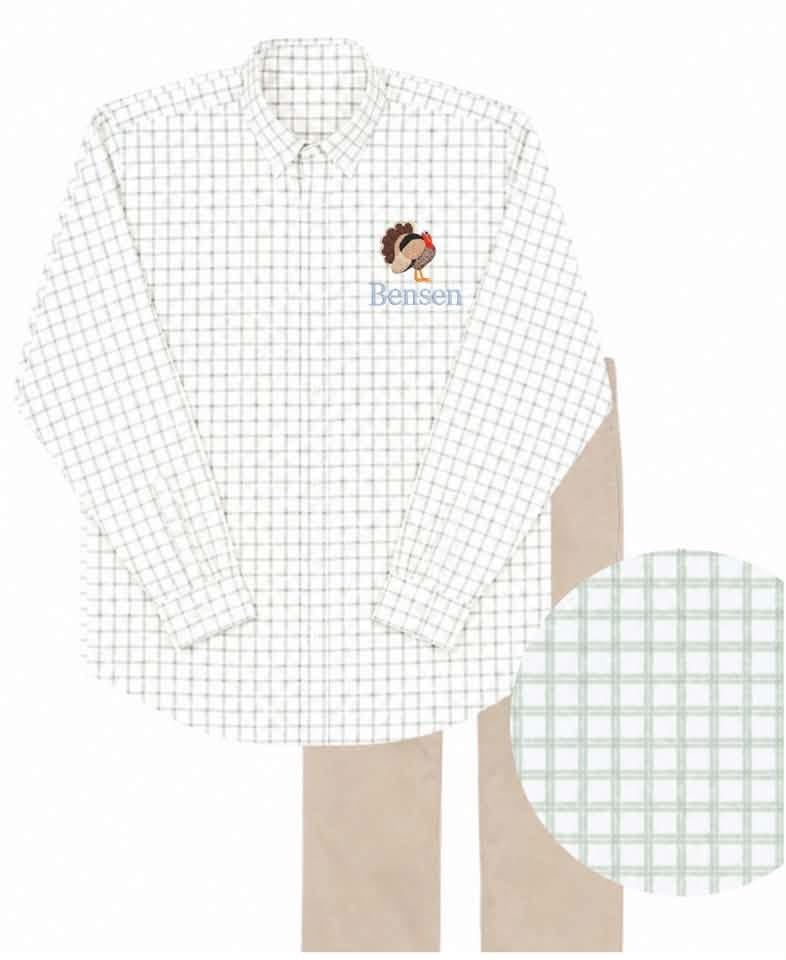 Boys long sleeve sage windowpane shirt