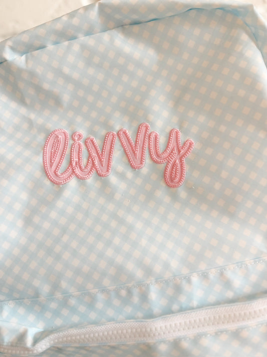 Cursive satin applique font