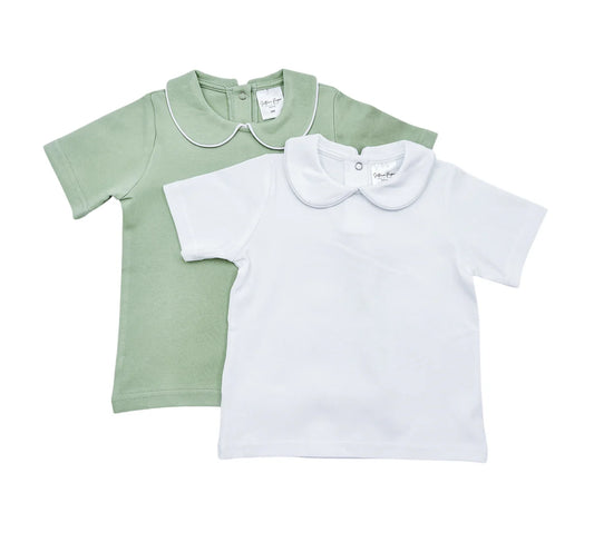 shirt-piping collared short sleeve