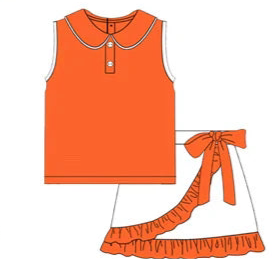 PREORDER game day skort sets-solid orange and white