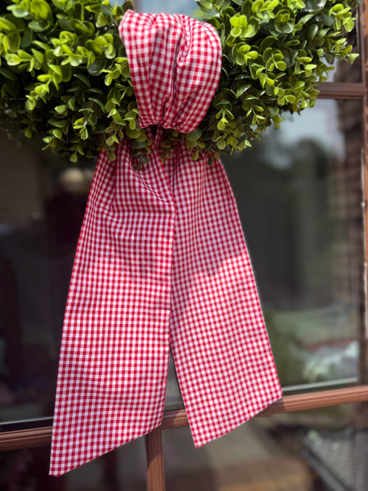Wreath Sash-red check