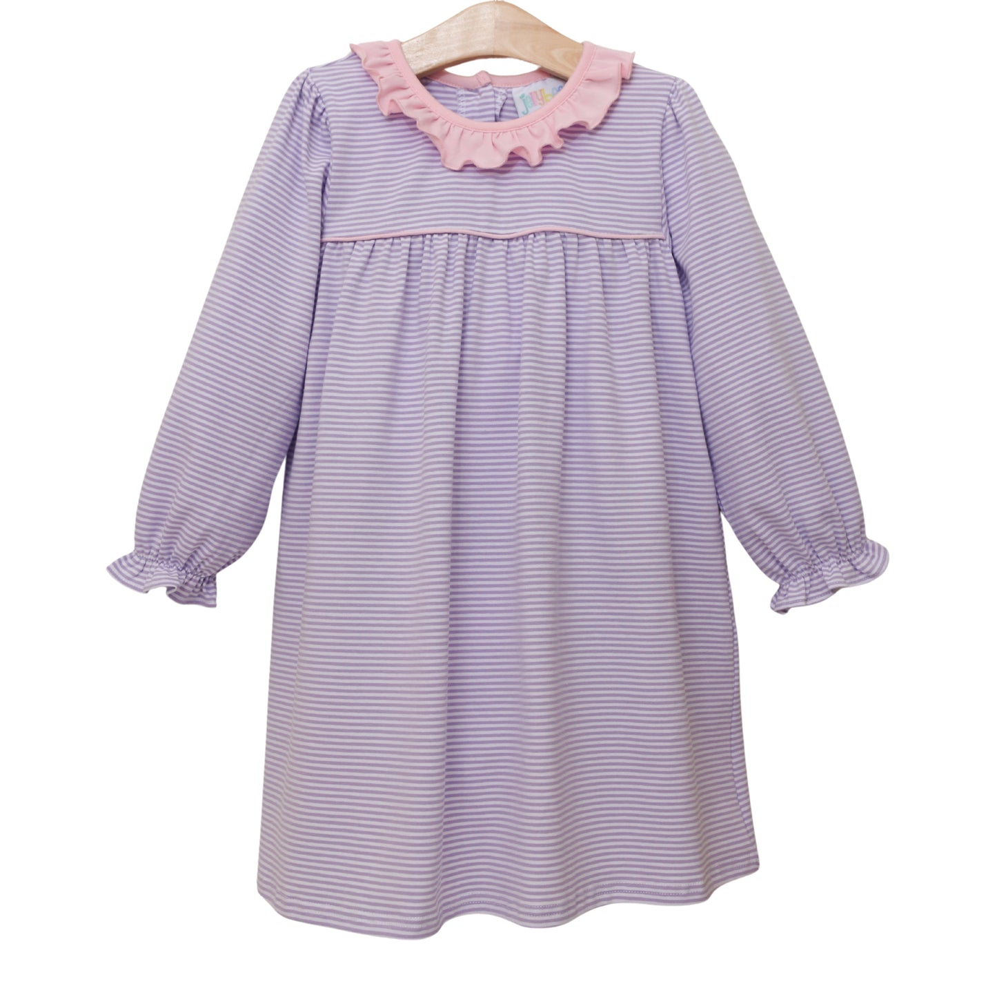 Audrey dress- lavender stripe/light pink